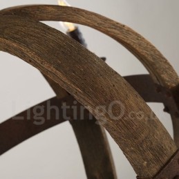 Lustre de madeira vintage country com 6 luzes