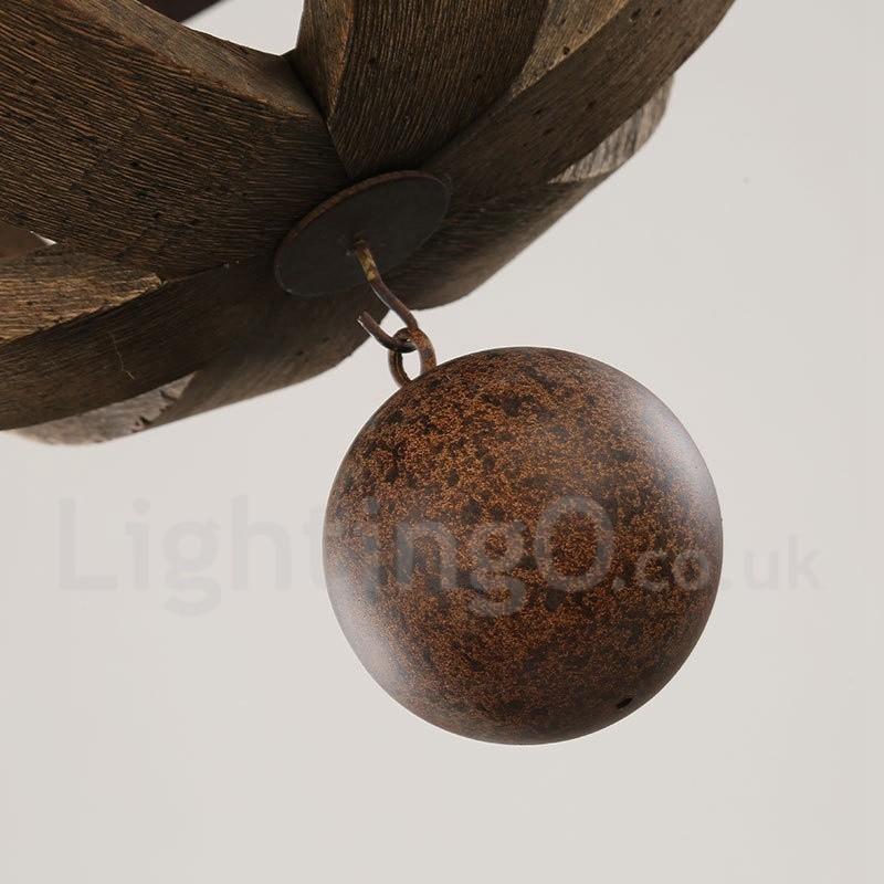 Lustre de madeira vintage country com 6 luzes