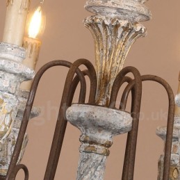 Lustre de madeira vintage country com 6 luzes e camada única para iluminação