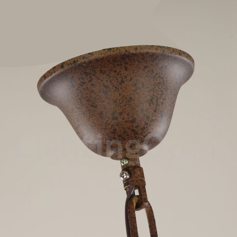 Lustre de madeira vintage country de 6 luzes de camada única, lâmpada de madeira