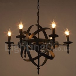 Lustre retrô vintage de metal com 6 luzes e camada única