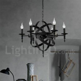 Lustre retrô vintage de metal com 6 luzes e camada única
