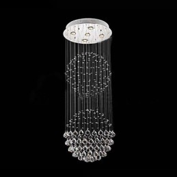 Luminária pendente moderna de cristal, lustre com 5 luzes, candeeiro de teto em cristal transparente, luminárias de teto