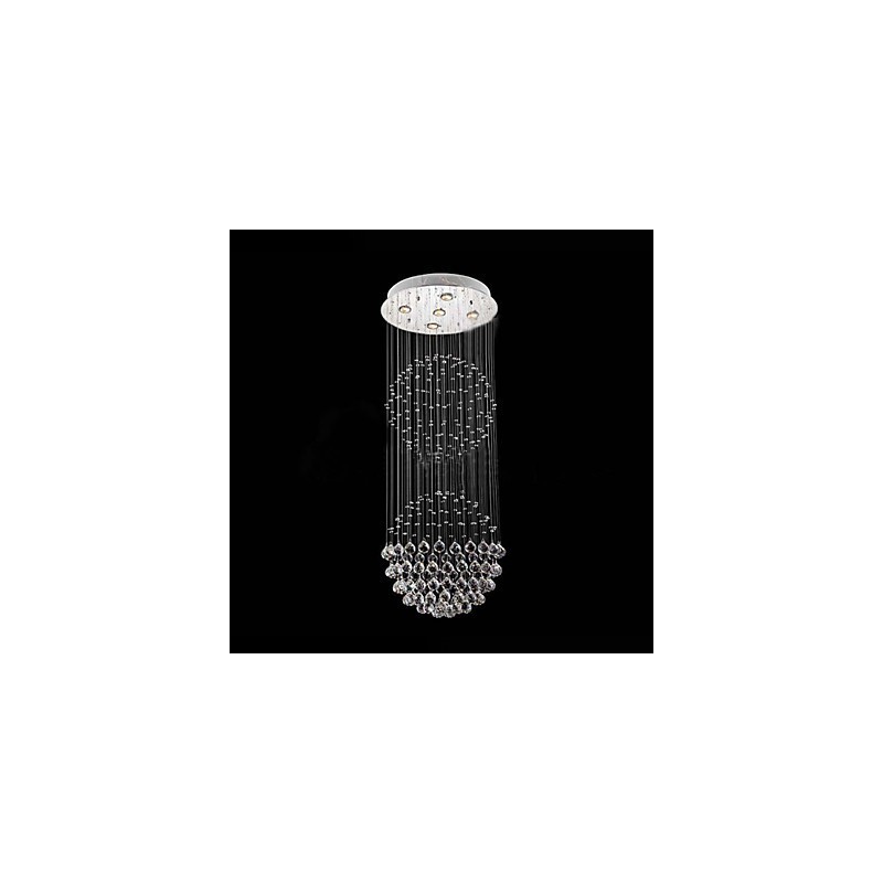 Luminária pendente moderna de cristal, lustre com 5 luzes, candeeiro de teto em cristal transparente, luminárias de teto
