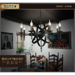 Lustre retrô vintage de metal com 6 luzes e camada única