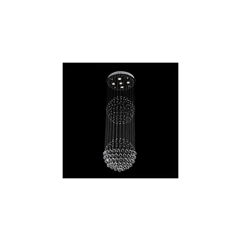 Luminária pendente moderna de cristal, lustre com 5 luzes, candeeiro de teto em cristal transparente, luminárias de teto