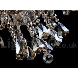 Lustre moderno de cristal K9 cor conhaque vintage retrô com 6 luzes