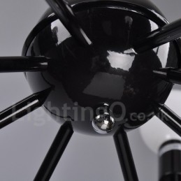 Lustre de metal vintage retrô preto com 8 luzes e camada única