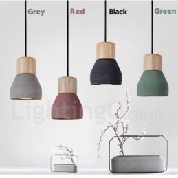 Luz única moderna contemporânea multi cores madeira concreto pingente luz
