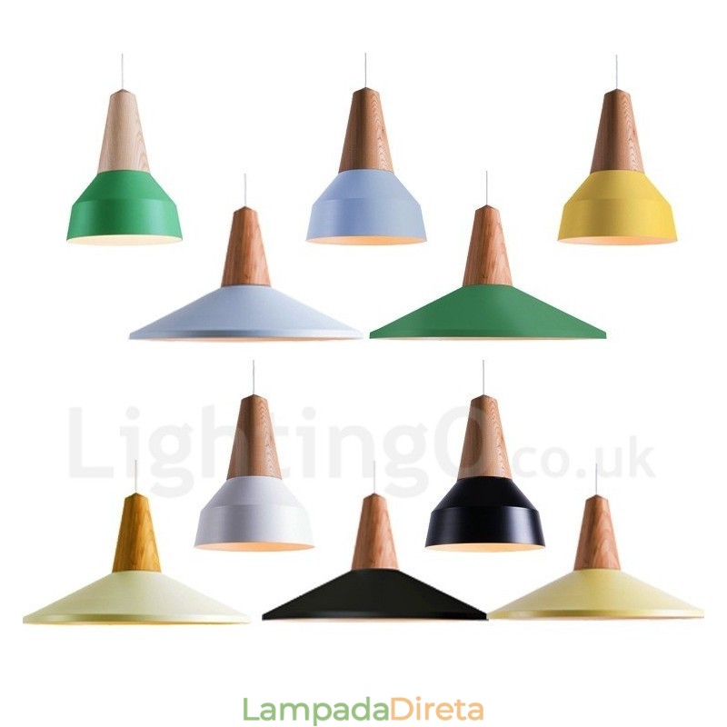 1 Luz Moderna Contemporânea De Madeira Pendente Luz