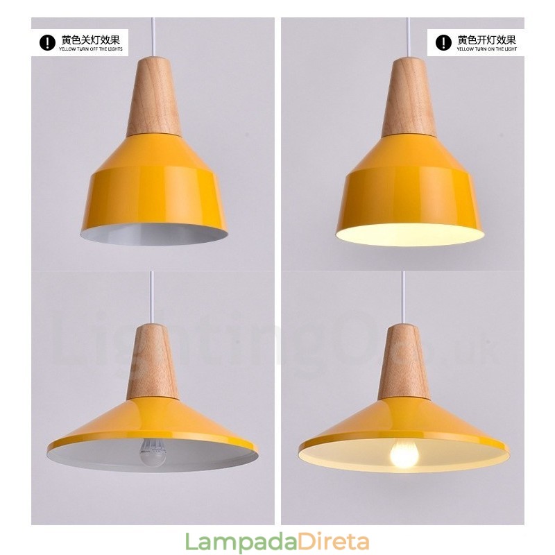 1 Luz Moderna Contemporânea De Madeira Pendente Luz