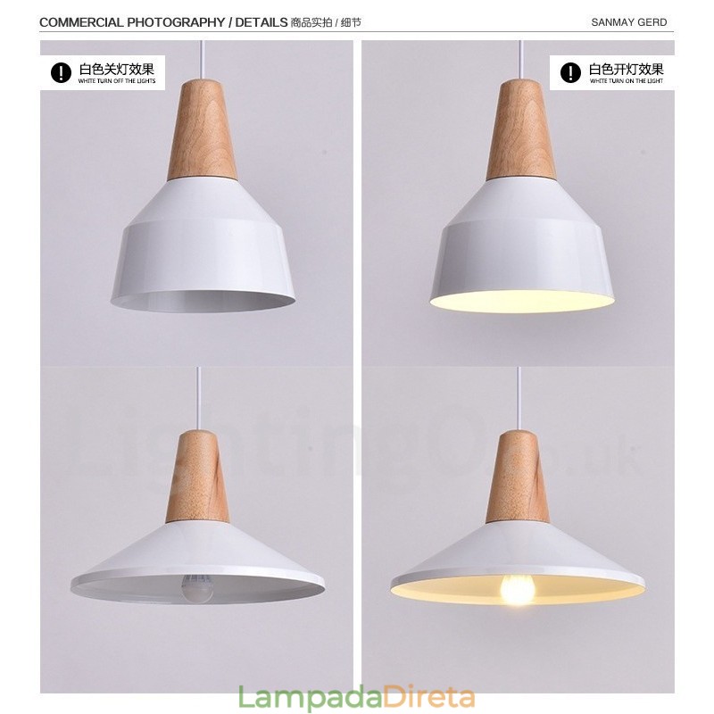 1 Luz Moderna Contemporânea De Madeira Pendente Luz