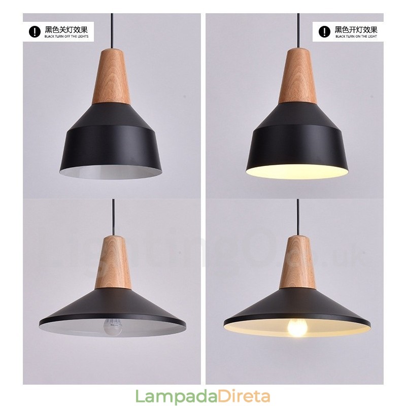 1 Luz Moderna Contemporânea De Madeira Pendente Luz