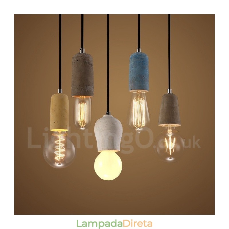 1 Luz Rustic Lodge Concrte Pendente Luz