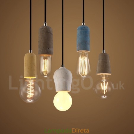 1 Luz Rustic Lodge Concrte Pendente Luz 1 Luz Rustic Lodge Concrte Pendente Luz