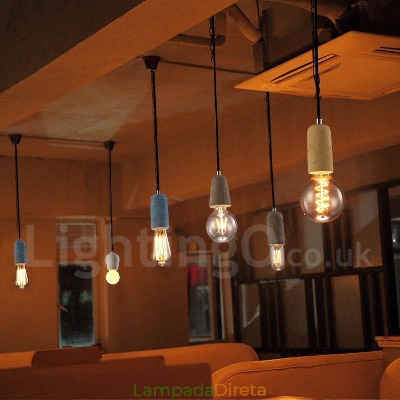 1 Luz Rustic Lodge Concrte Pendente Luz