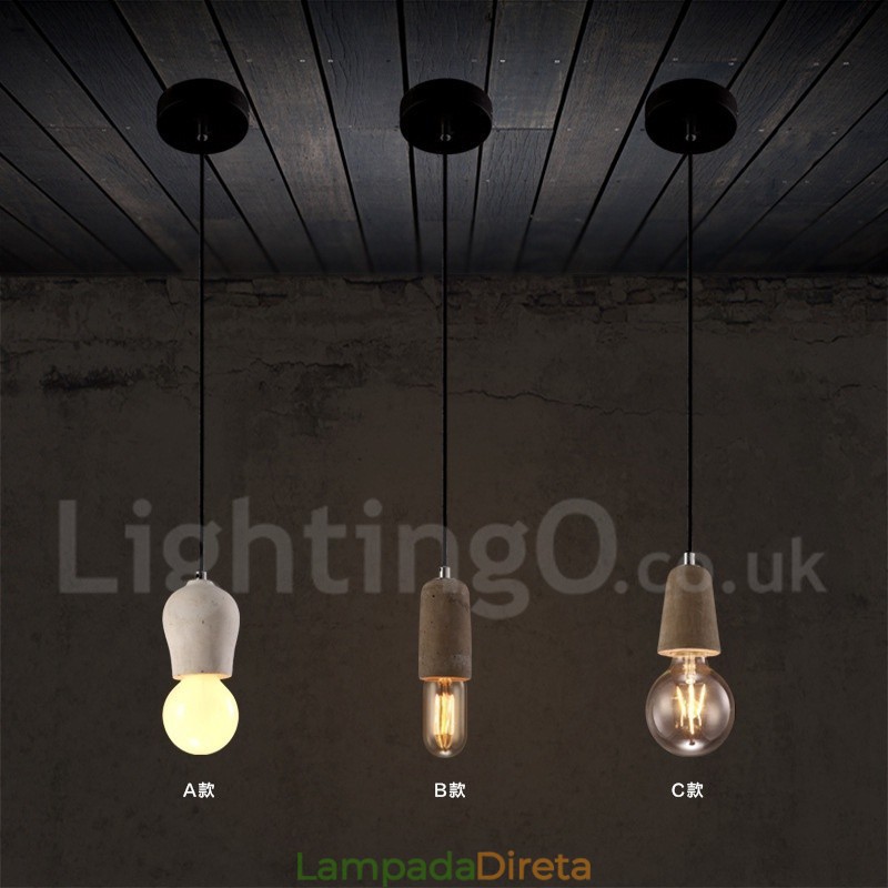 1 Luz Rustic Lodge Concrte Pendente Luz