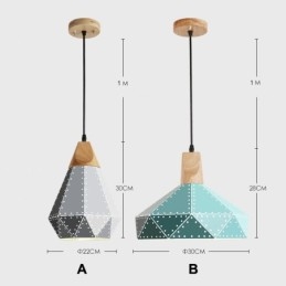 Luminária pendente de metal contemporânea moderna de madeira com 1 luz