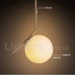 1 luz moderna contemporânea pendente com cúpula de vidro