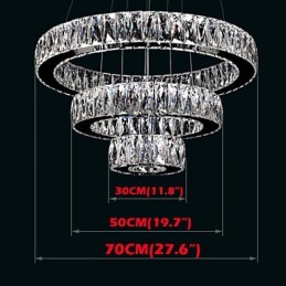 Lustre de cristal Luzes Iluminação moderna Três anéis D305070 K9 Grandes luminárias de teto de cristal
