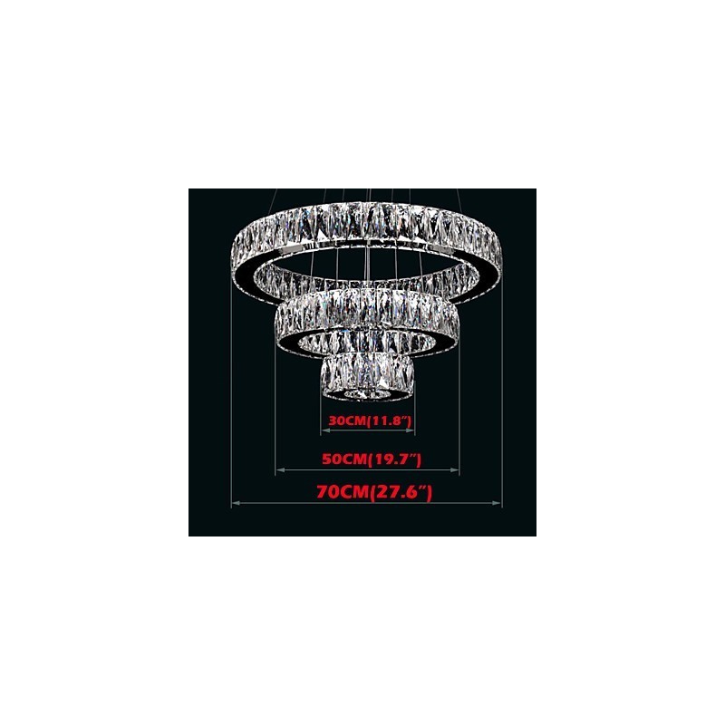 Lustre de cristal Luzes Iluminação moderna Três anéis D305070 K9 Grandes luminárias de teto de cristal