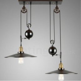 Luminária pendente de metal vintage country com 2 luzes