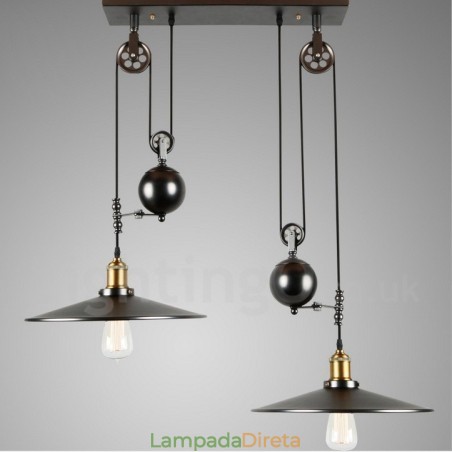 Luminária pendente de metal vintage country com 2 luzes Luminária pendente de metal vintage country com 2 luzes