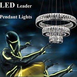 Lustre de cristal Luzes Iluminação moderna Três anéis D305070 K9 Grandes luminárias de teto de cristal