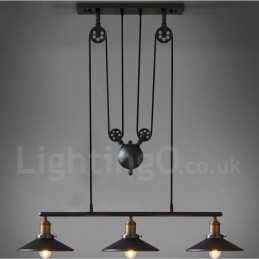 Luminária pendente de metal vintage country com 3 luzes