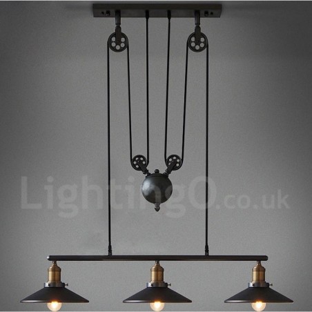 Luminária pendente de metal vintage country com 3 luzes Luminária pendente de metal vintage country com 3 luzes