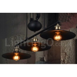 Luminária pendente de metal vintage country com 3 luzes