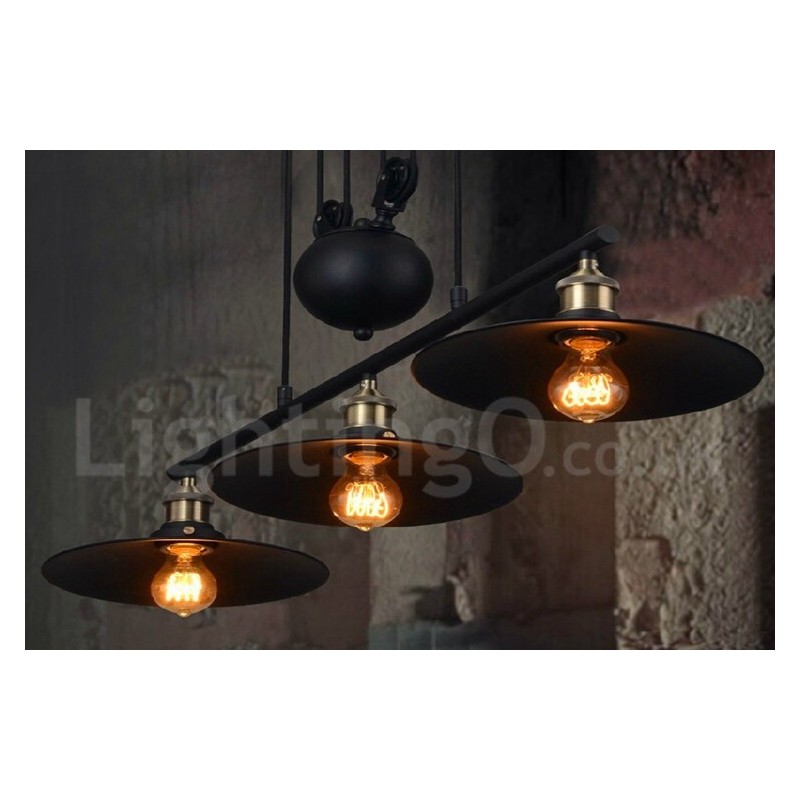 Luminária pendente de metal vintage country com 3 luzes