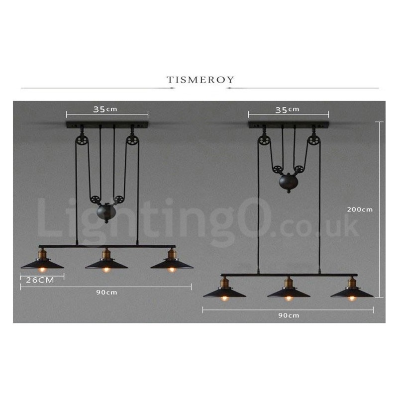 Luminária pendente de metal vintage country com 3 luzes