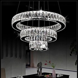 Lustre de cristal Luzes Iluminação moderna Três anéis D305070 K9 Grandes luminárias de teto de cristal