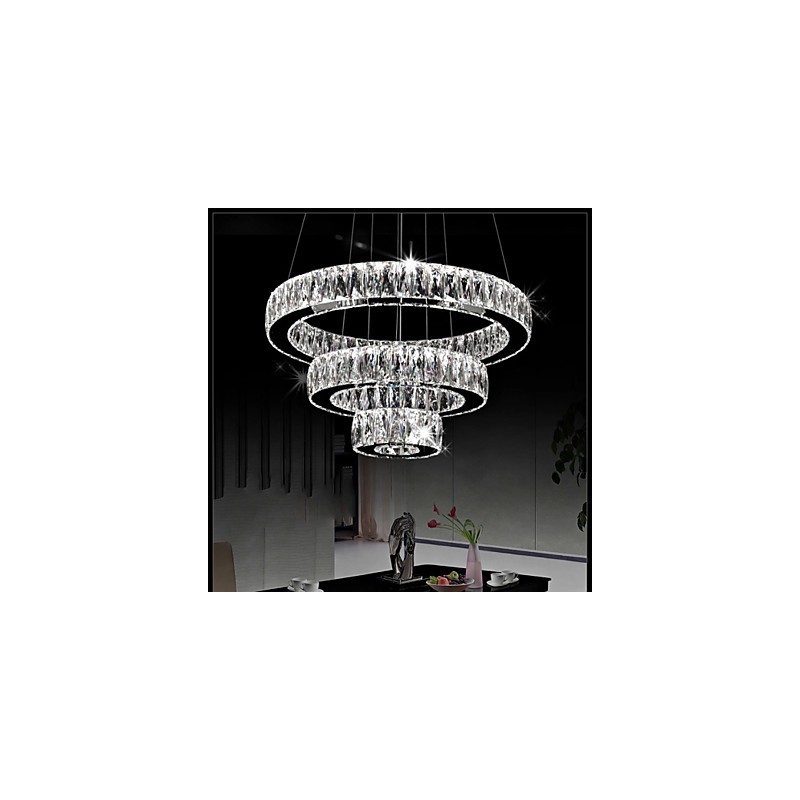 Lustre de cristal Luzes Iluminação moderna Três anéis D305070 K9 Grandes luminárias de teto de cristal