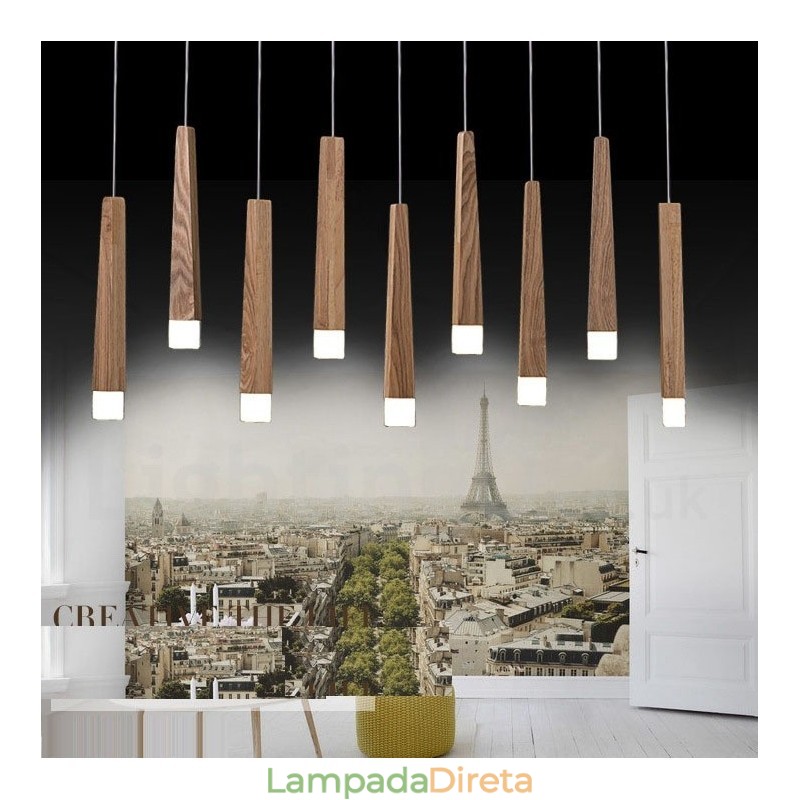 1 Luz Moderna Contemporânea De Madeira Pendente