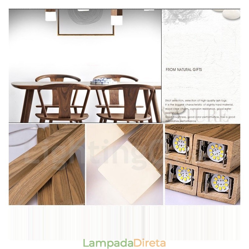 1 Luz Moderna Contemporânea De Madeira Pendente