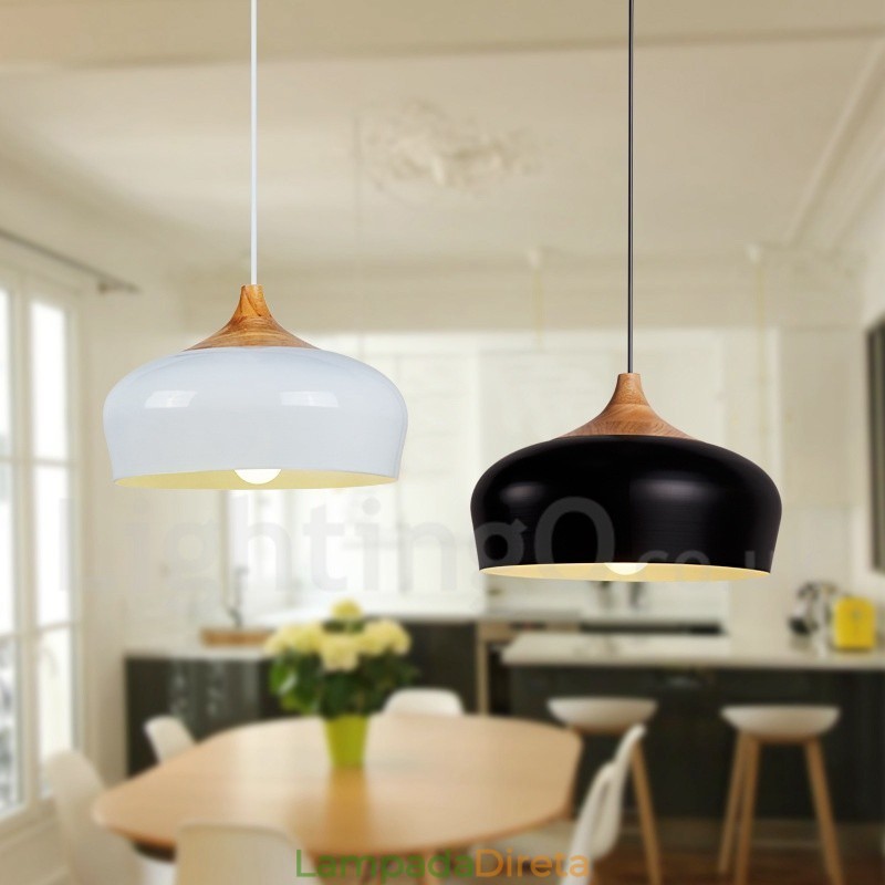 1 Luz Moderna Contemporânea De Madeira Pendente