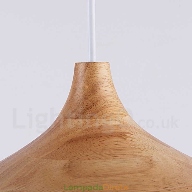 1 Luz Moderna Contemporânea De Madeira Pendente