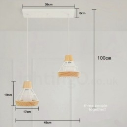 Luminária pendente de madeira e metal para sala de jantar