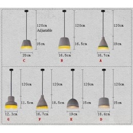 1 Luz Vintage Concrte Pendant Light