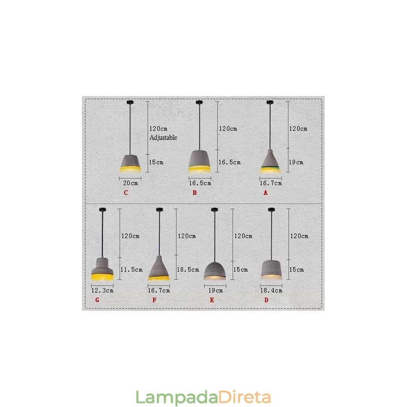 1 Luz Vintage Concrte Pendant Light