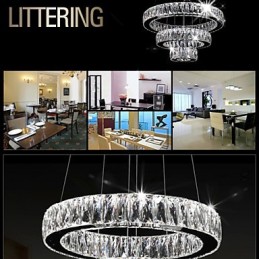Lustre de cristal Luzes Iluminação moderna Três anéis D305070 K9 Grandes luminárias de teto de cristal