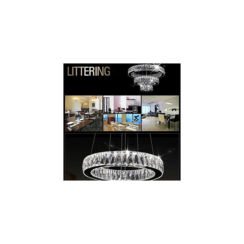 Lustre de cristal Luzes Iluminação moderna Três anéis D305070 K9 Grandes luminárias de teto de cristal