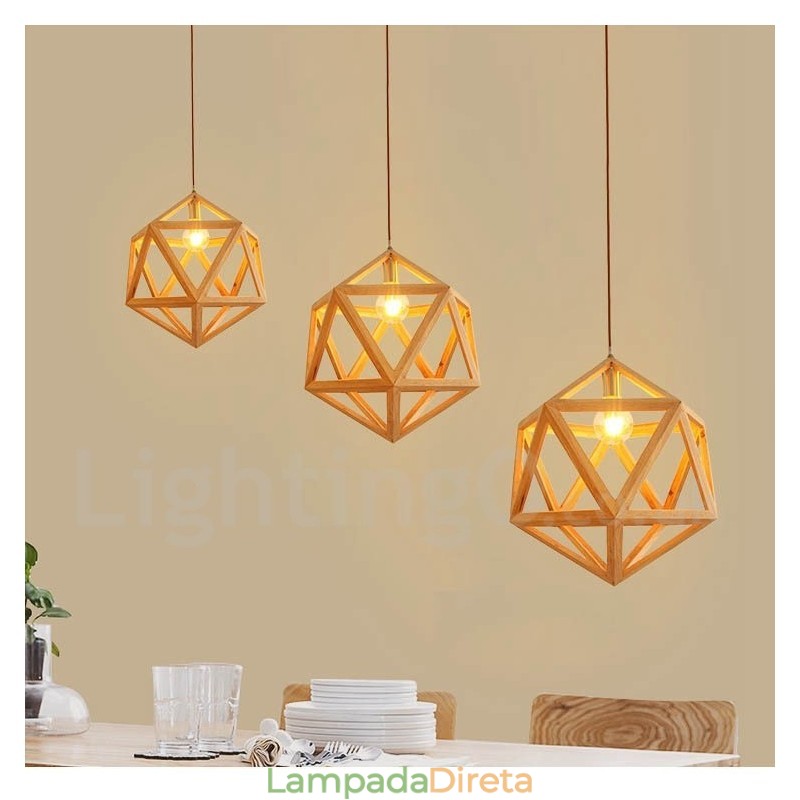1 Luz Moderna Contemporânea De Madeira Pendente Luz