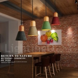 Luminária pendente moderna contemporânea de madeira multicolorida em concreto