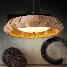 Luminária pendente de madeira contemporânea moderna