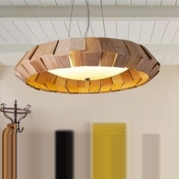 Luminária pendente de madeira contemporânea moderna