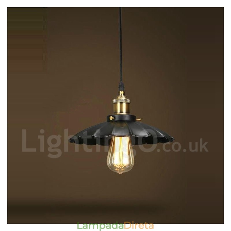 Luminária pendente vintage de metal preto