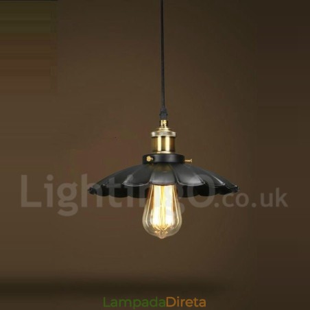 Luminária pendente vintage de metal preto Luminária pendente vintage de metal preto